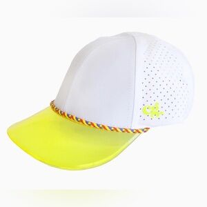 Court Girl Mental Game Hat White With Citron Brim Tennis Pickleball Golf One Sz